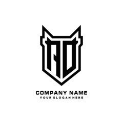 Initial letter AO Shield vector Logo Template Illustration Design, black color