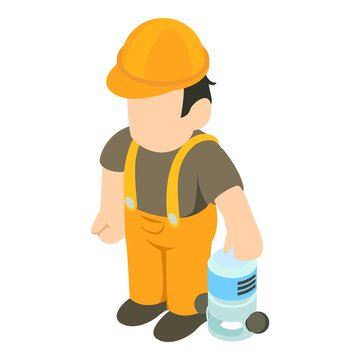 Working rammer icon. Isometric illustration of working rammer vector icon for web