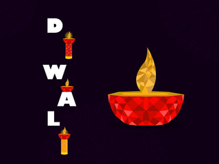 Happy Diwali. Indian festival of lights. Vector abstract flat illustration for the holiday, lights, lamp for background or poster_Vector, Illustration.
