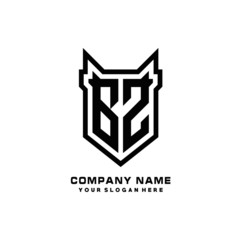 Fototapeta premium Initial letter BZ Shield vector Logo Template Illustration Design, black color