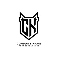 Initial letter CK Shield vector Logo Template Illustration Design, black color