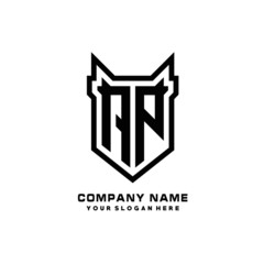 Initial letter AP Shield vector Logo Template Illustration Design, black color