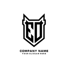 Initial letter ED Shield vector Logo Template Illustration Design, black color