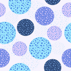 Seamless pattern with Scattered stone circle pieces decorative texture, Terrazzo geometric design. Editable Vector illustration