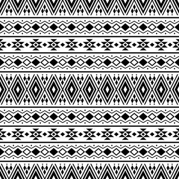 Persian Ethnic Aztec Pattern Illustration Design black white color. design For Background, Frame, Border or Decoration. Ikat, geometric pattern, native Indian, Navajo, Inca Design