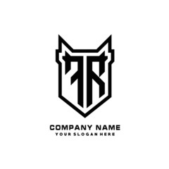 Initial letter FR Shield vector Logo Template Illustration Design, black color
