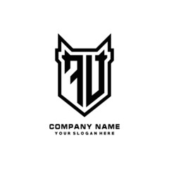 Initial letter FV Shield vector Logo Template Illustration Design, black color