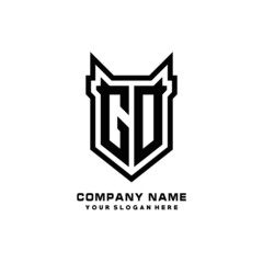 Initial letter GD Shield vector Logo Template Illustration Design, black color