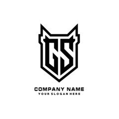 Initial letter GS Shield vector Logo Template Illustration Design, black color