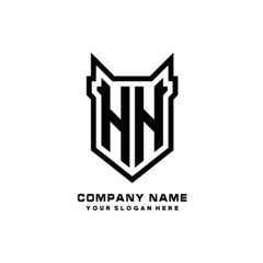 Initial letter HH Shield vector Logo Template Illustration Design, black color