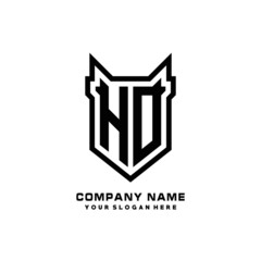 Initial letter HO Shield vector Logo Template Illustration Design, black color