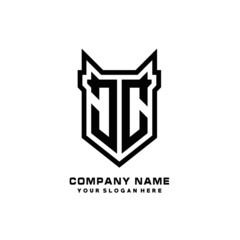 Initial letter JC Shield vector Logo Template Illustration Design, black color