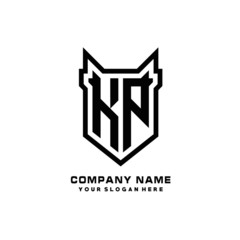 Initial letter KP Shield vector Logo Template Illustration Design, black color