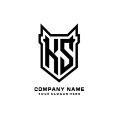 Initial letter KS Shield vector Logo Template Illustration Design, black color