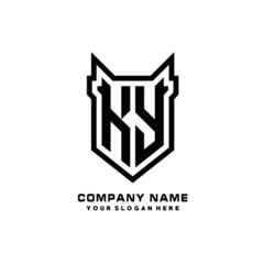 Fototapeta premium Initial letter KY Shield vector Logo Template Illustration Design, black color