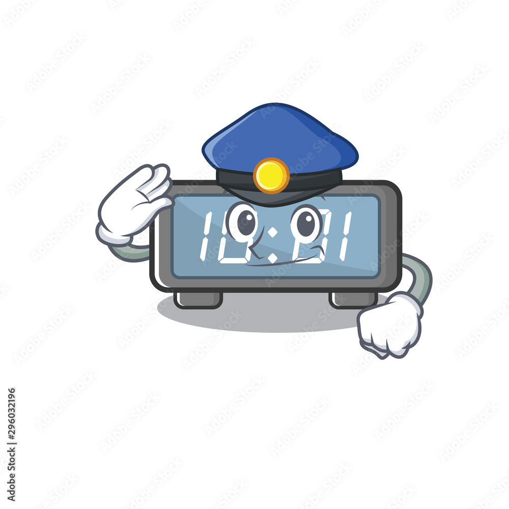 Poster Police digital clock isolated in the mascot