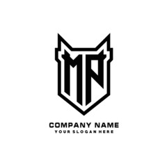Initial letter MP Shield vector Logo Template Illustration Design, black color