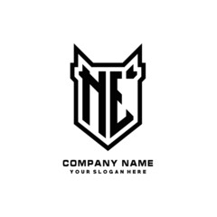 Initial letter NT Shield vector Logo Template Illustration Design, black color