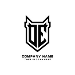 Initial letter OE Shield vector Logo Template Illustration Design, black color
