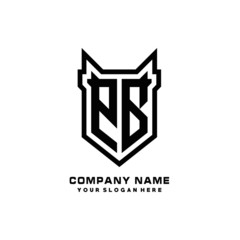 Fototapeta premium Initial letter PB Shield vector Logo Template Illustration Design, black color