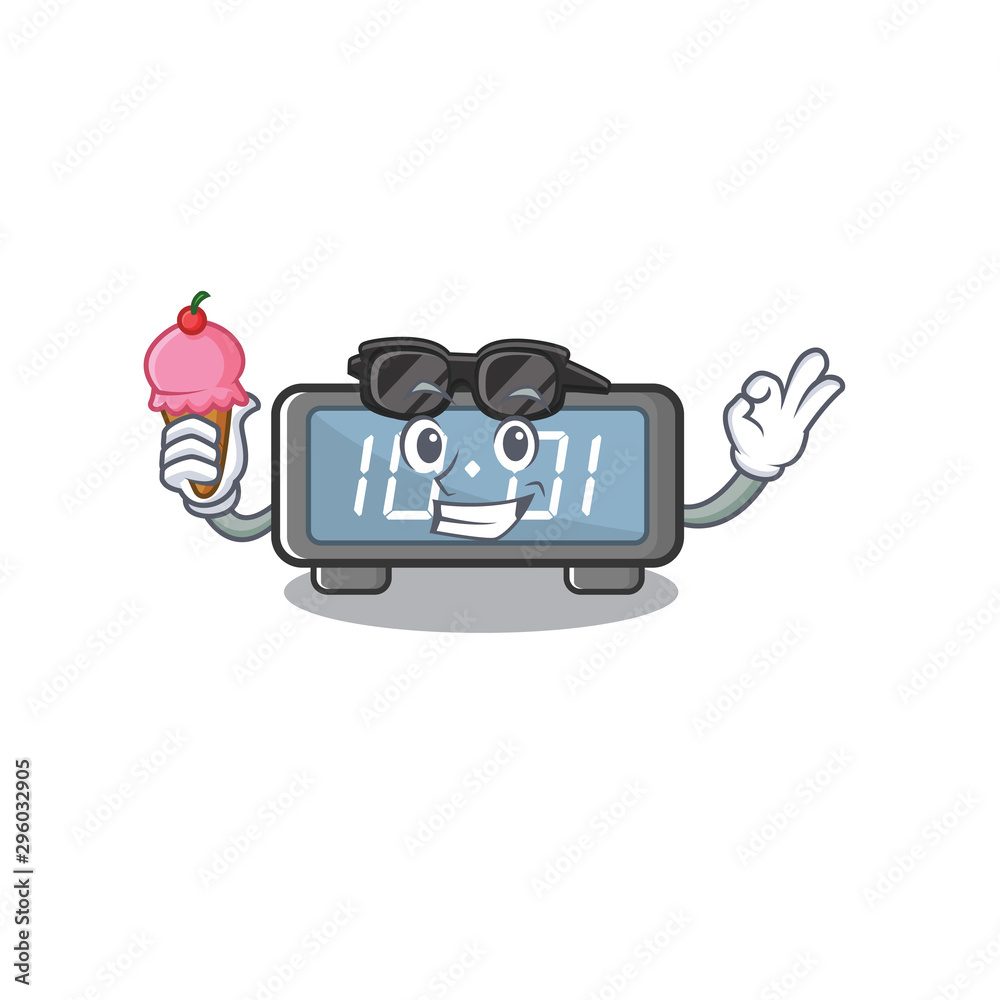 Wall mural With ice cream digital clock clings to cartoon wall