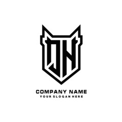 Initial letter QN Shield vector Logo Template Illustration Design, black color