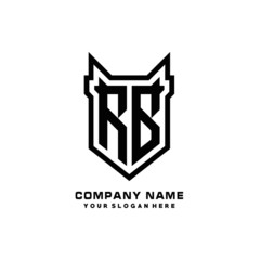Initial letter RB Shield vector Logo Template Illustration Design, black color