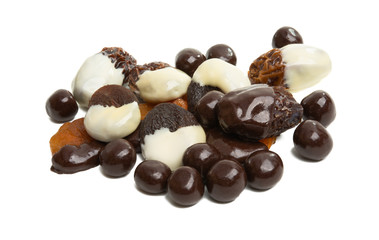 dried fruits in chocolate isolated