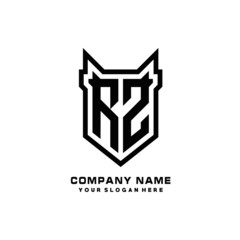 Fototapeta premium Initial letter RZ Shield vector Logo Template Illustration Design, black color