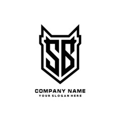 Initial letter SB Shield vector Logo Template Illustration Design, black color