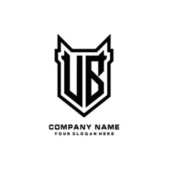 Initial letter UB Shield vector Logo Template Illustration Design, black color