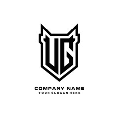 Initial letter UG Shield vector Logo Template Illustration Design, black color