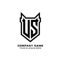 Initial letter US Shield vector Logo Template Illustration Design, black color