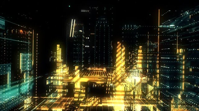 City Cyber Digital Background