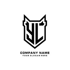 Fototapeta premium Initial letter YL Shield vector Logo Template Illustration Design, black color