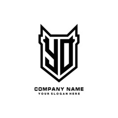 Fototapeta premium Initial letter YO Shield vector Logo Template Illustration Design, black color