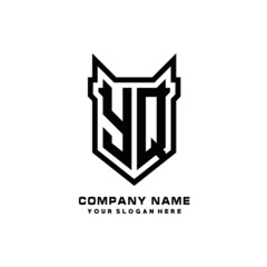 Initial letter YQ Shield vector Logo Template Illustration Design, black color