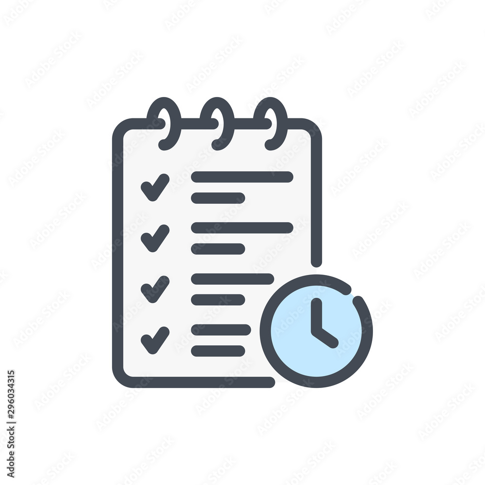 Poster to do list color line icon. timing checklist vector outline colorful sign.