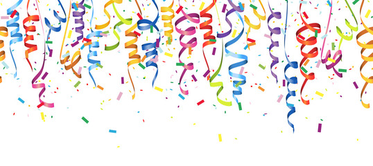 seamless colored confetti and streamers