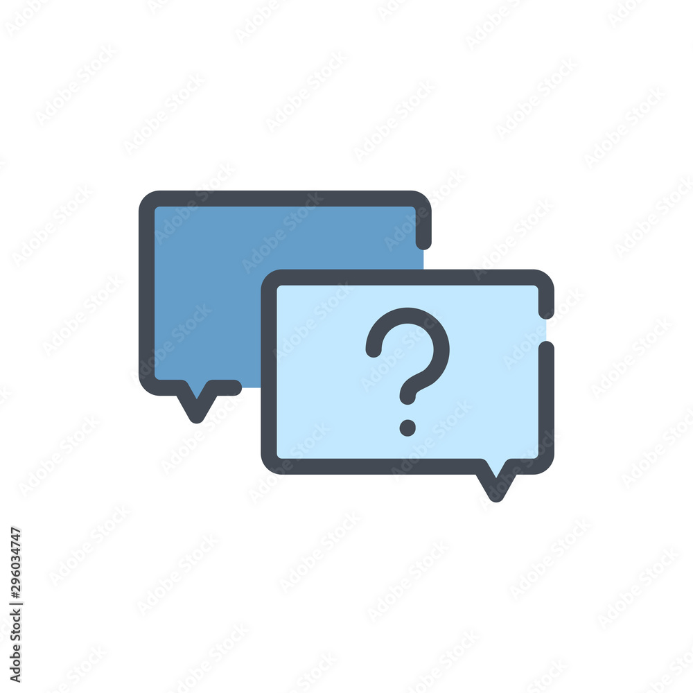 Poster question message color line icon. chat boxes with question mark vector outline colorful sign.