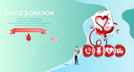 Blood donation design. Creative donor poster. Blood Donor banner. Red drop. Donation volunteer. Blood donation medical poster. Save human life concept. Vector illustration