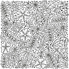 Flowers and leaves square pattern background