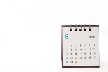 2020 June calendar on white background 