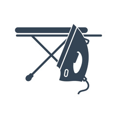 black icon laundry, dry cleaning, iron, ironing board