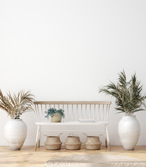 Mock up poster frame in modern living room interior. Interior Scandinavian style. 3d render