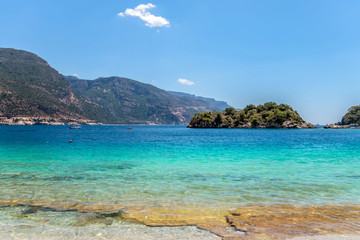 green island with hills Aegean Sea near Marmaris, Turkey