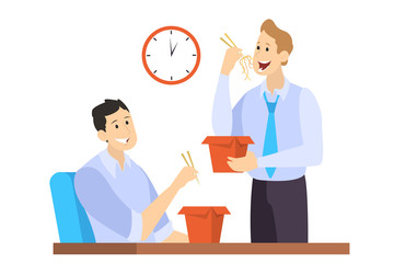 Office people having lunch on their break.