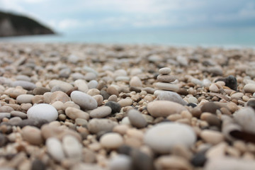 Small cairn on a greek pebble beach