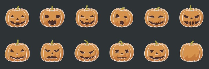 Simple pumpkin flat toon vector drawing for kids