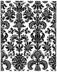 Fabric texture, floral vintage, black and white seamless, home textile, upholstery texture cover.